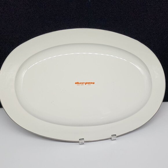 Vintage Showpans Sanko Ware Japan Oval Serving Platter With Orange Floral Design - Picture 10 of 10